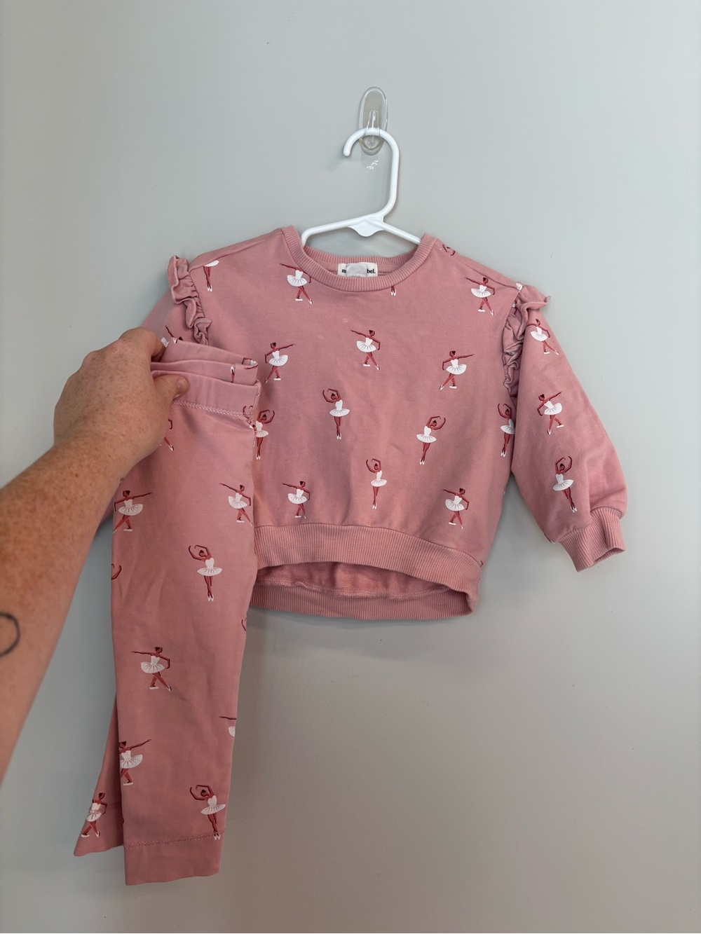Miles The Label Ballerina Print Ruffle Sweatshirt and Leggings 12M